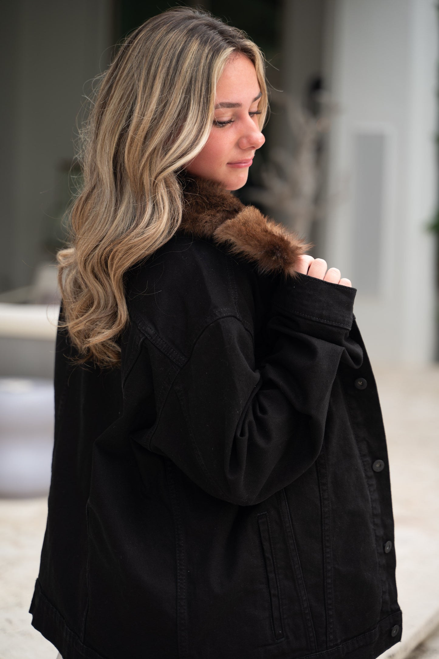 New Denim Jacket - Mink - Black