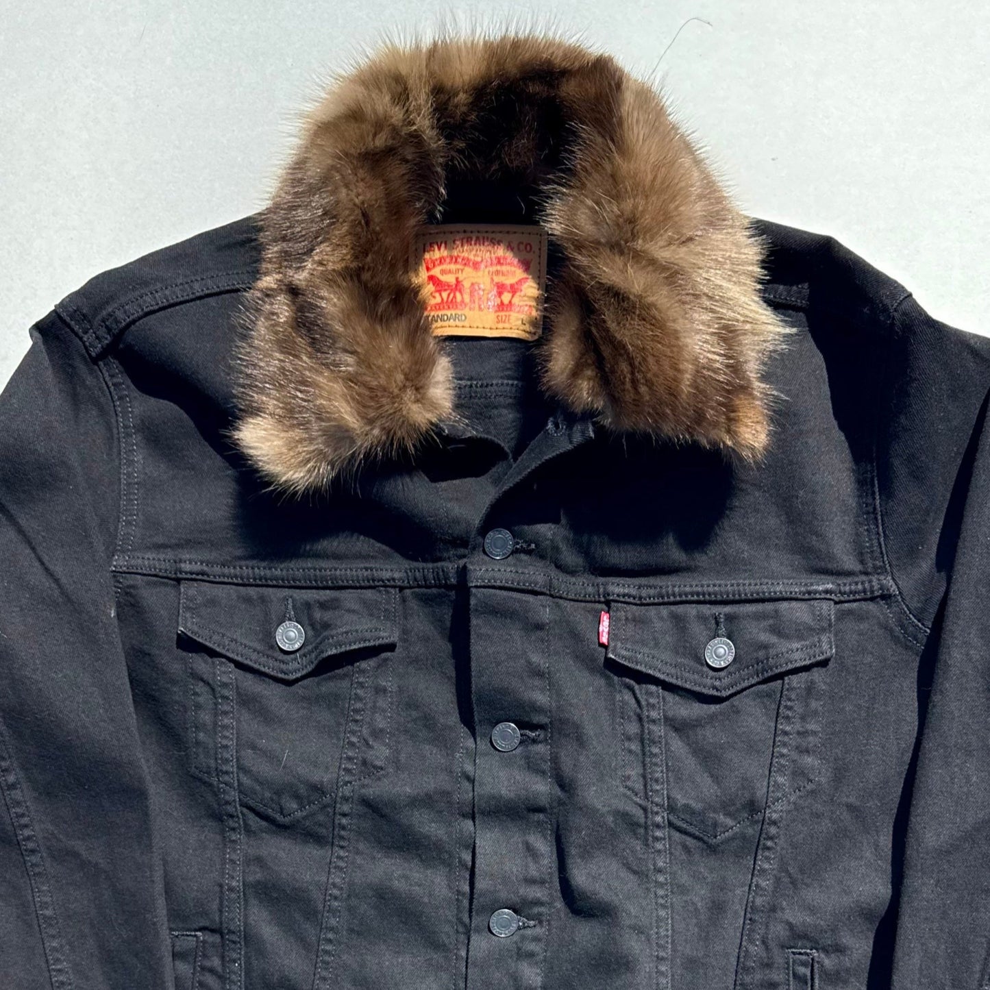 Denim Jacket - Black - Select Your Fur