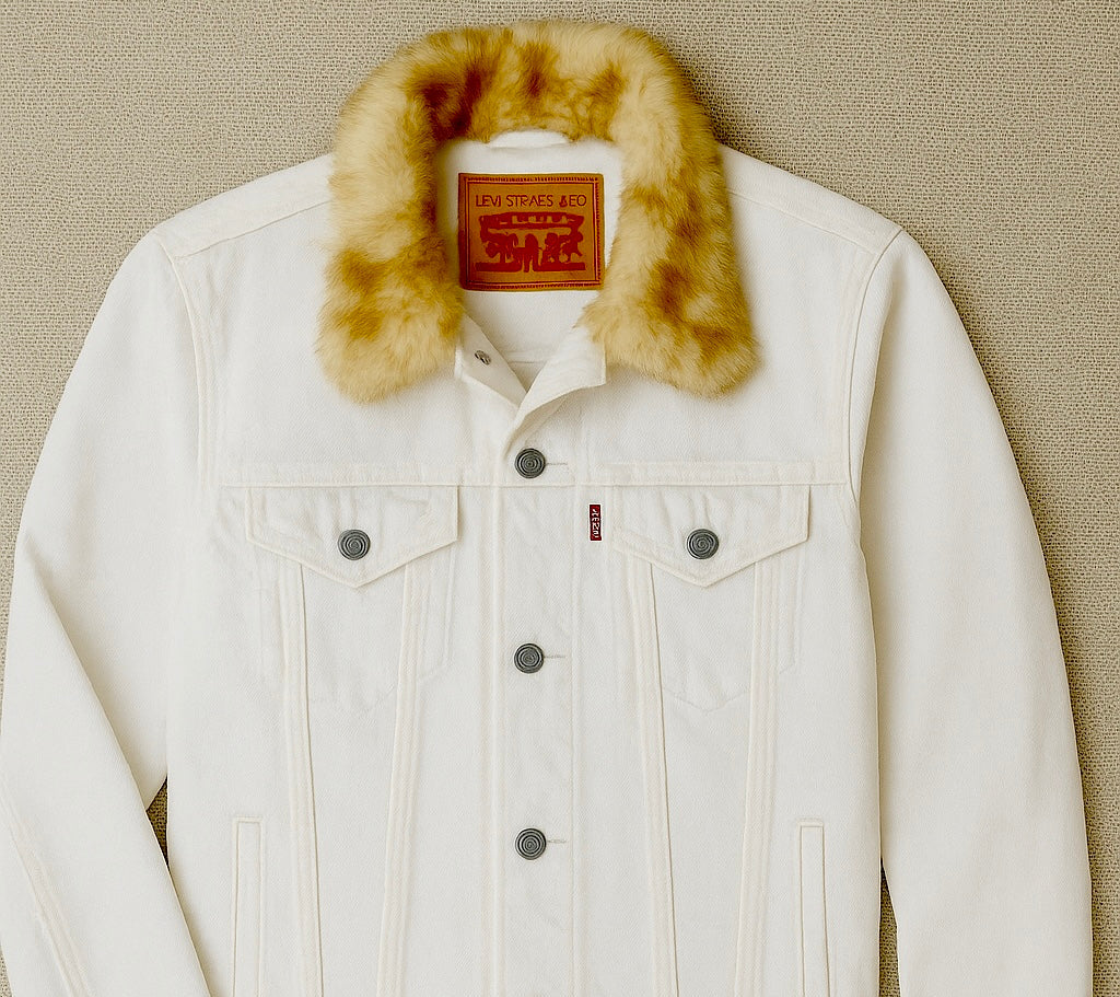 Denim Jacket - All White - Select Your Fur