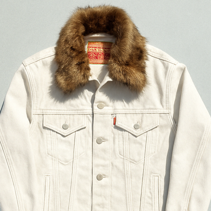 Denim Jacket - All White - Select Your Fur