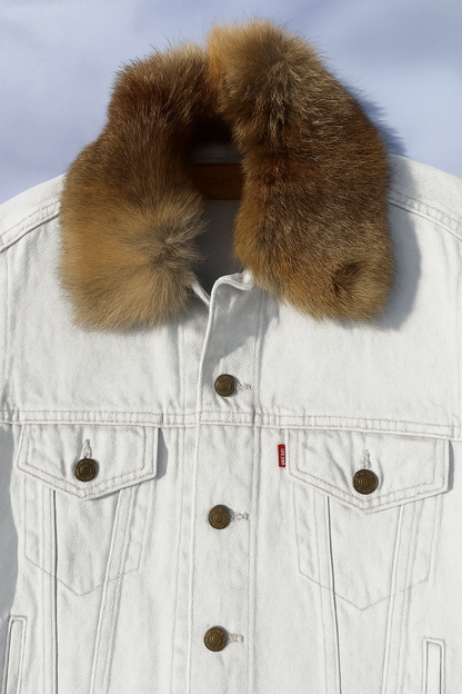 Denim Jacket - All White - Select Your Fur