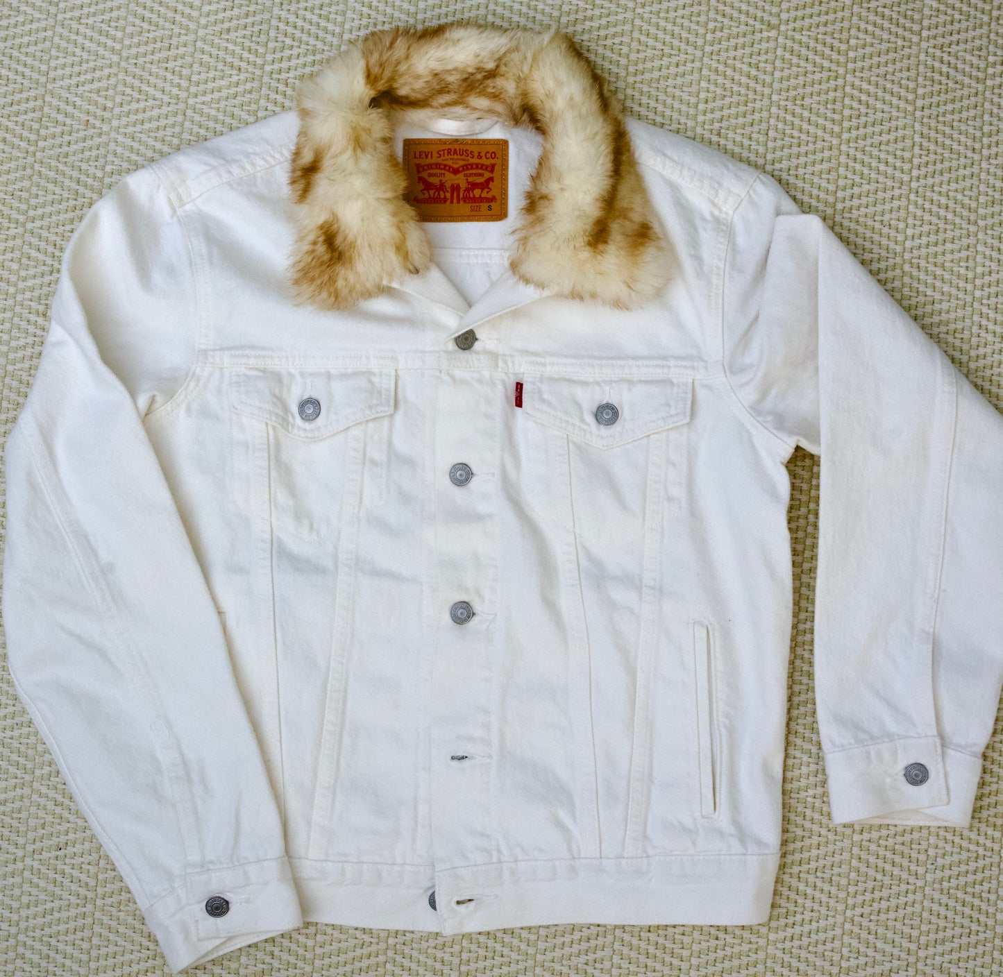 Denim Jacket - All White - Select Your Fur